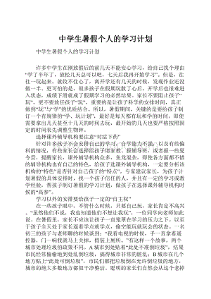 中学生暑假个人的学习计划.docx