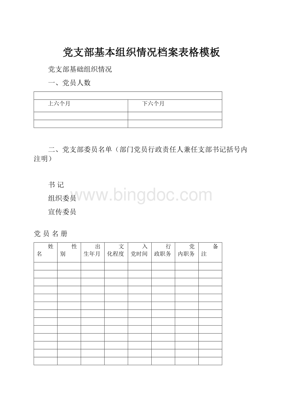 党支部基本组织情况档案表格模板.docx_第1页