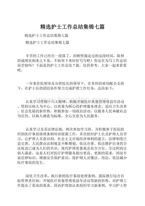 精选护士工作总结集锦七篇.docx