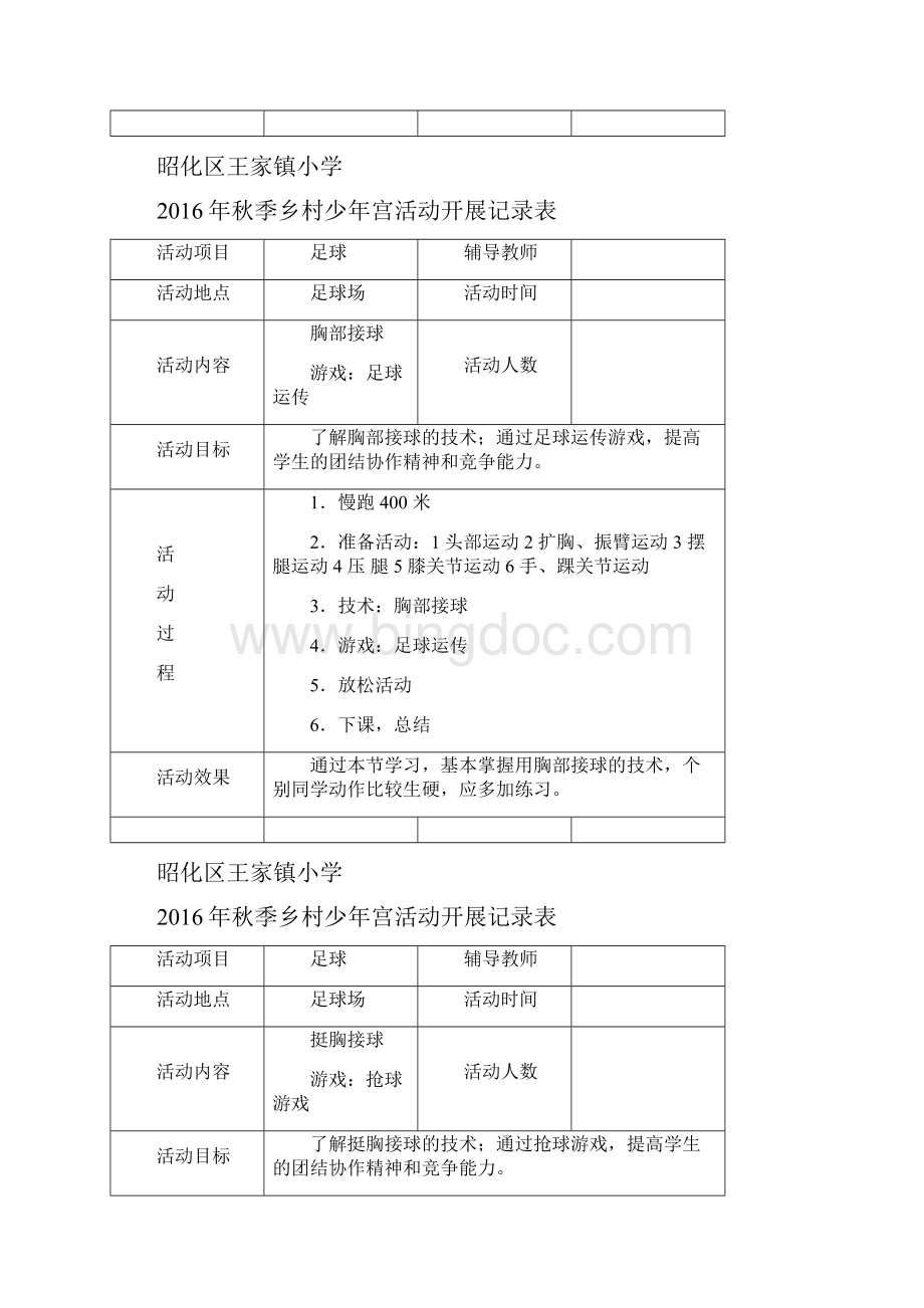 足球社团乡村少年宫活动记录表.docx_第3页