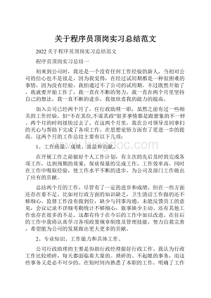 关于程序员顶岗实习总结范文.docx