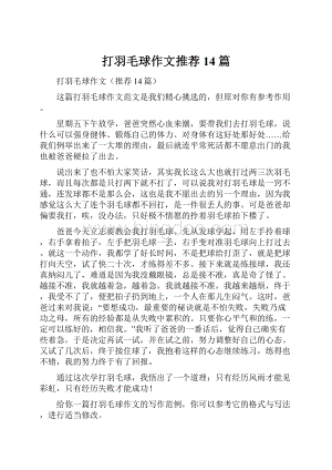 打羽毛球作文推荐14篇.docx