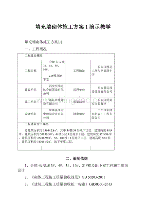 填充墙砌体施工方案1演示教学.docx