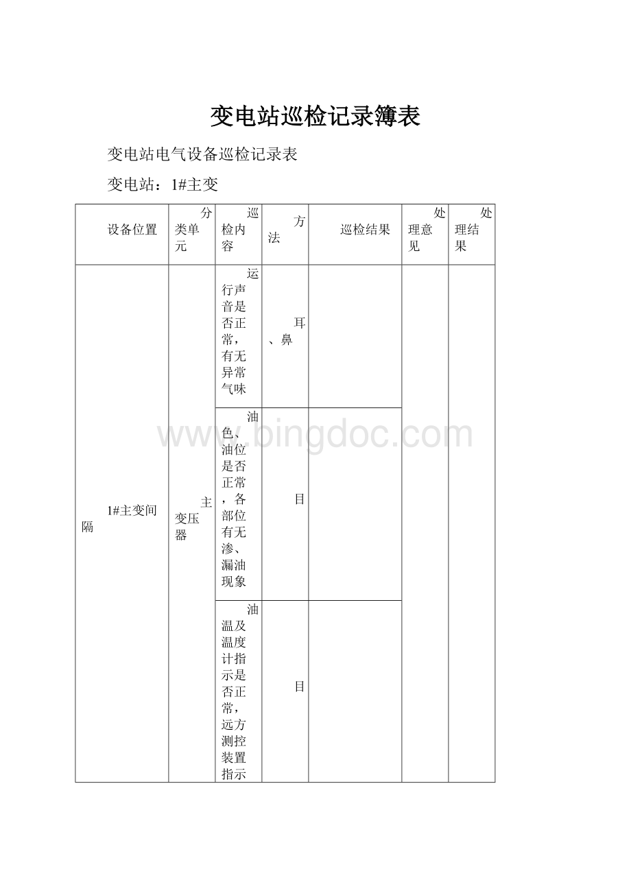 变电站巡检记录簿表.docx_第1页