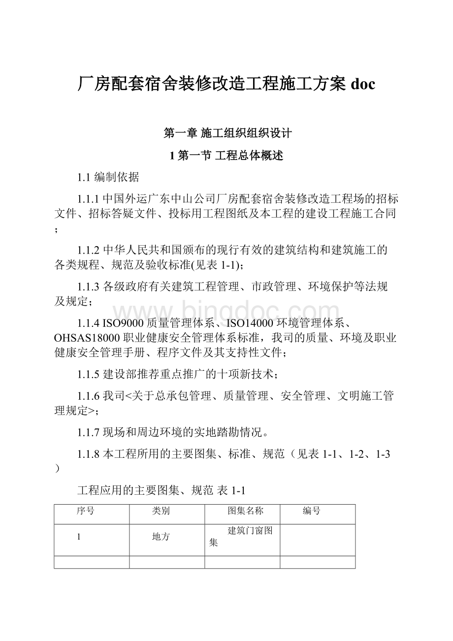 厂房配套宿舍装修改造工程施工方案doc.docx_第1页