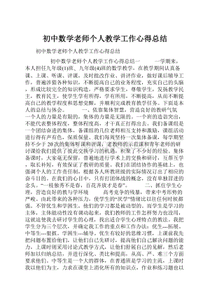 初中数学老师个人教学工作心得总结.docx