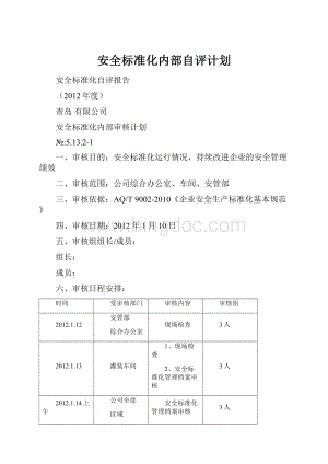 安全标准化内部自评计划.docx