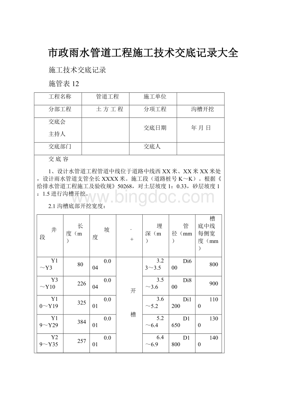 市政雨水管道工程施工技术交底记录大全.docx_第1页