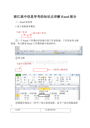 浙江高中信息学考的知识点详解Excel部分.docx