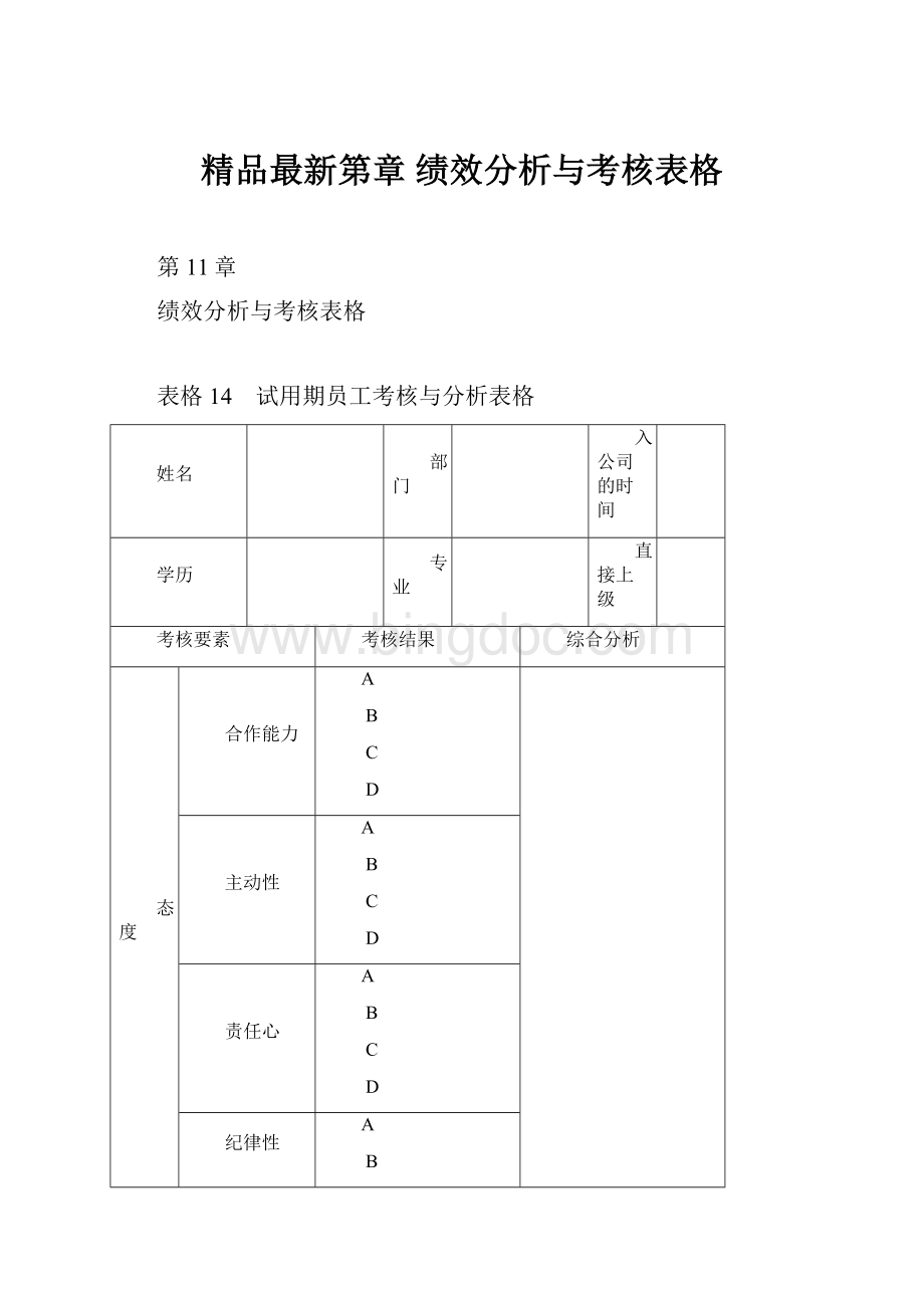 精品最新第章 绩效分析与考核表格.docx