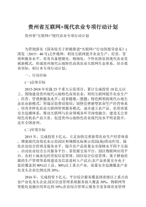 贵州省互联网+现代农业专项行动计划.docx