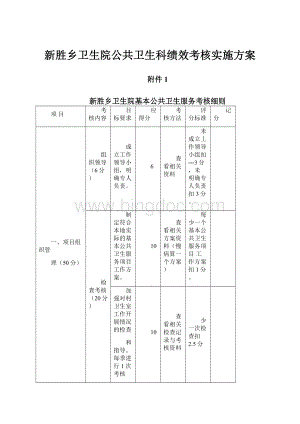 新胜乡卫生院公共卫生科绩效考核实施方案.docx