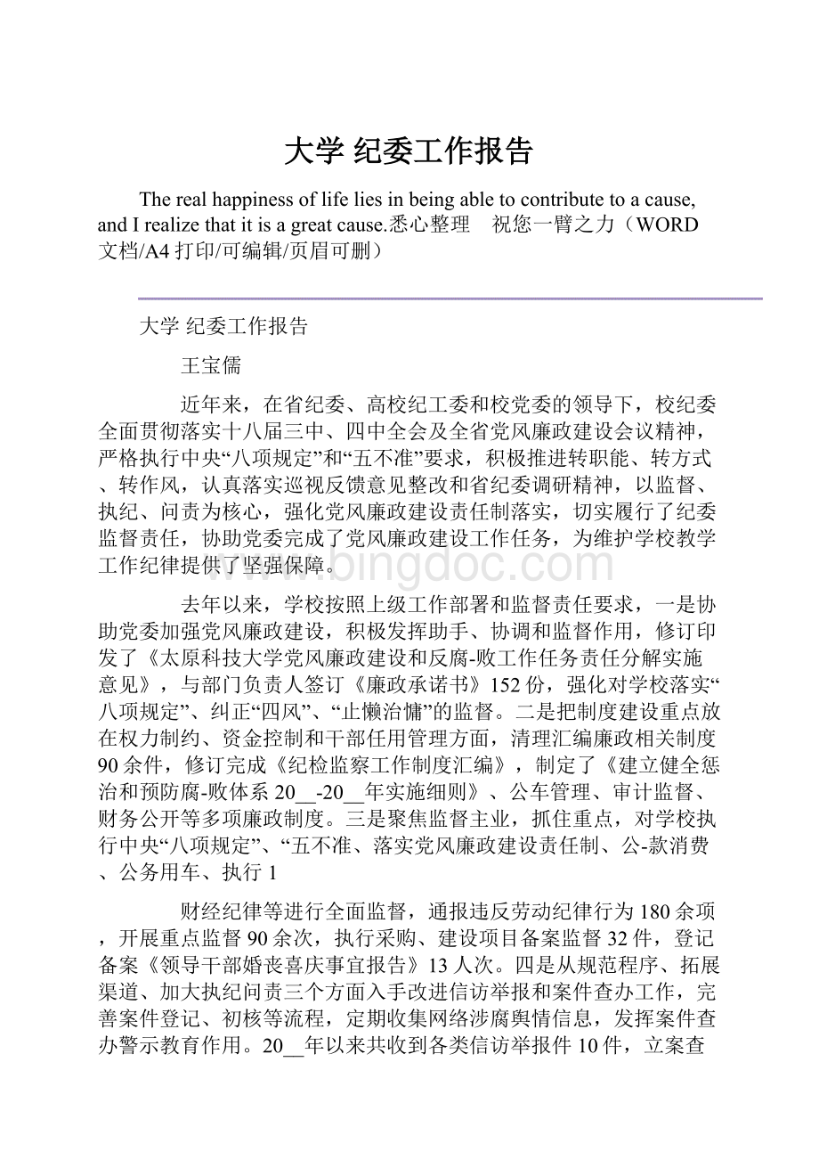 大学 纪委工作报告.docx