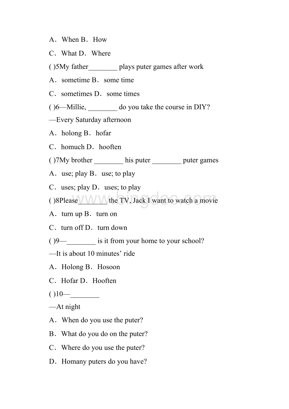 初一英语试题精选七年级英语上册Module 7 Computers单元测试题外研版含答案.docx_第2页