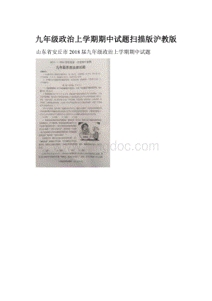 九年级政治上学期期中试题扫描版沪教版.docx