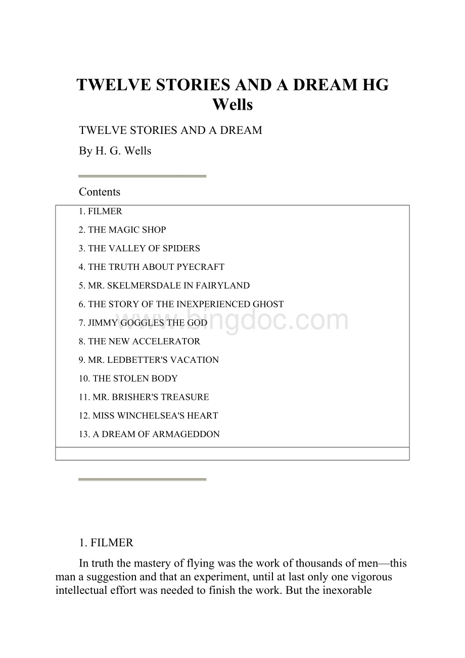 TWELVE STORIES AND A DREAMHG Wells.docx_第1页
