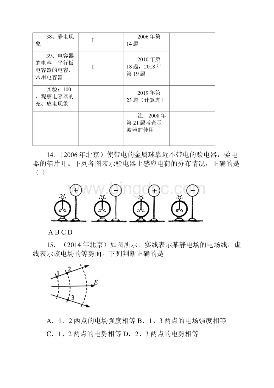 北京高考物理试题分类汇编 静电场原卷版.docx_第2页