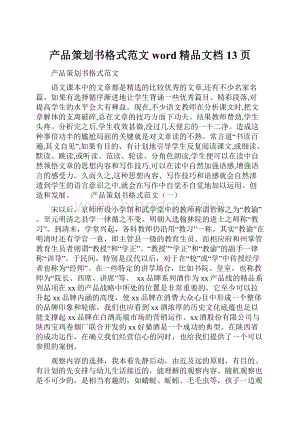 产品策划书格式范文word精品文档13页.docx