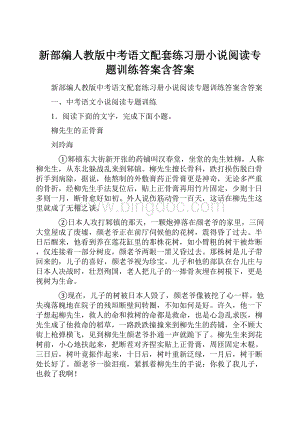 新部编人教版中考语文配套练习册小说阅读专题训练答案含答案.docx