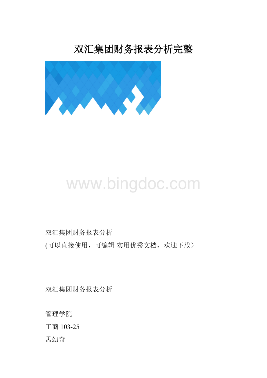 双汇集团财务报表分析完整.docx