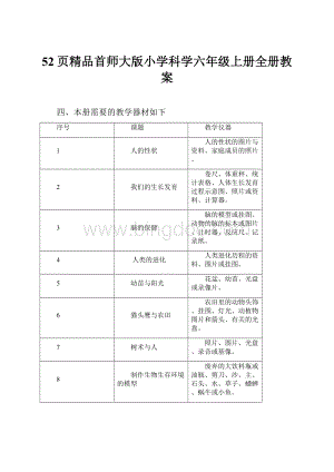 52页精品首师大版小学科学六年级上册全册教案.docx