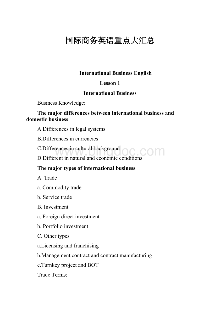 国际商务英语重点大汇总.docx_第1页