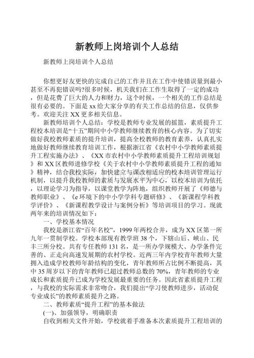 新教师上岗培训个人总结.docx