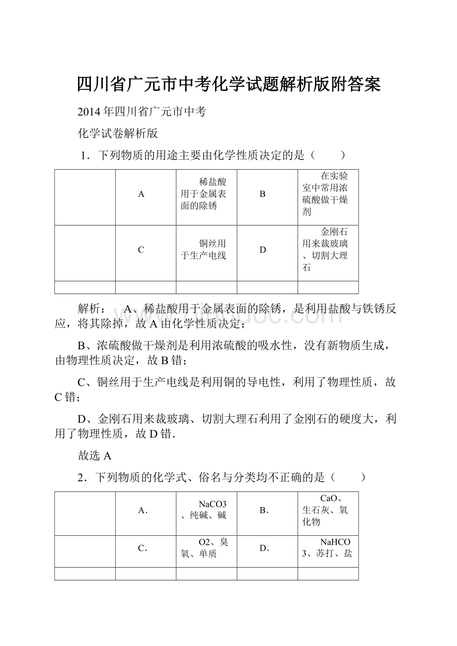 四川省广元市中考化学试题解析版附答案.docx