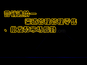 渠道管理管理零售、批发和市场后勤.pptx