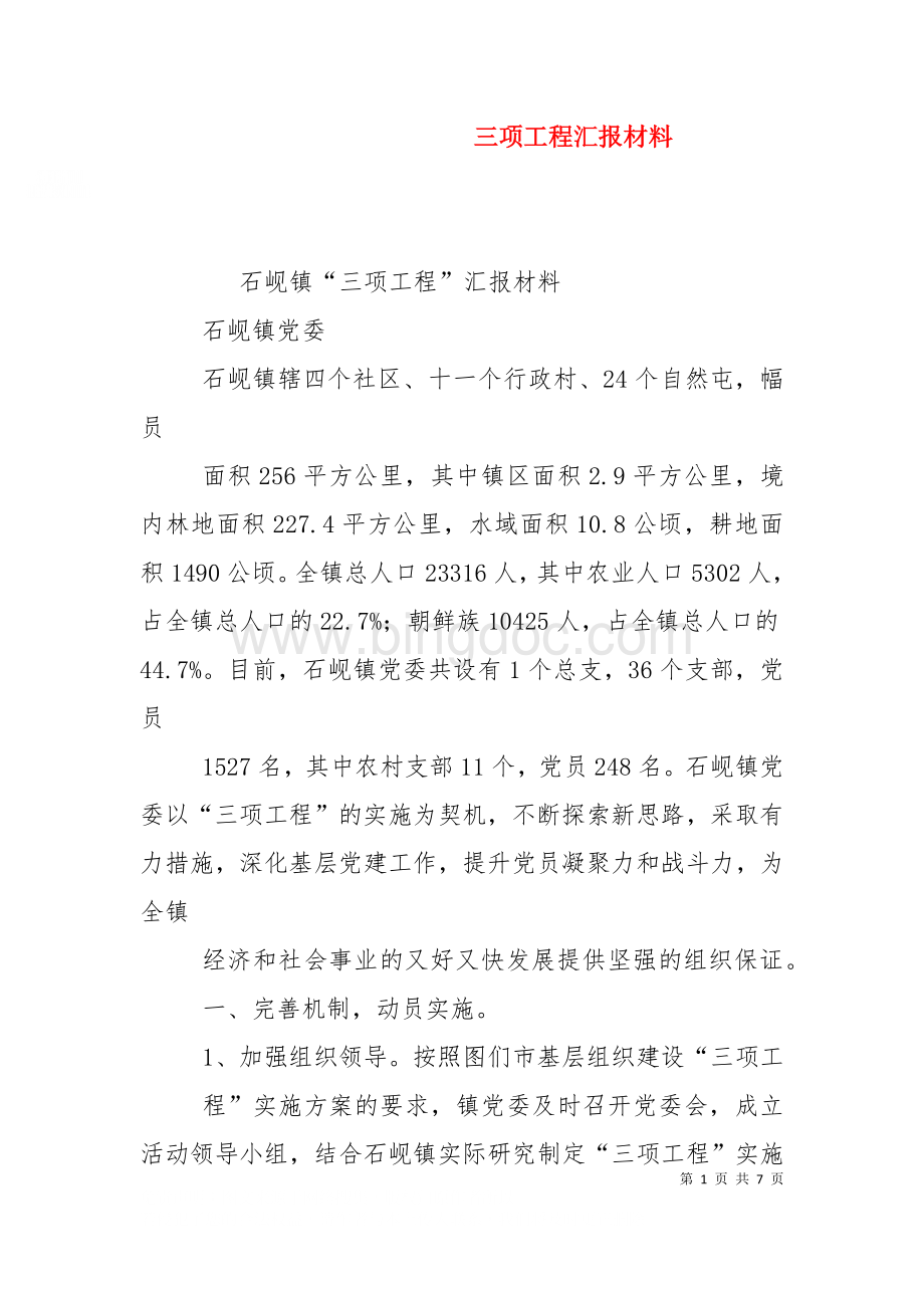 三项工程汇报材料（三）.doc_第1页