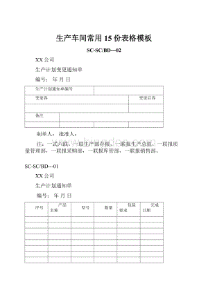 生产车间常用15份表格模板.docx