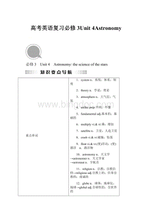 高考英语复习必修3Unit 4Astronomy.docx