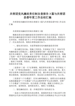 共青团党风廉政责任制自查报告3篇与共青团县委年度工作总结汇编.docx