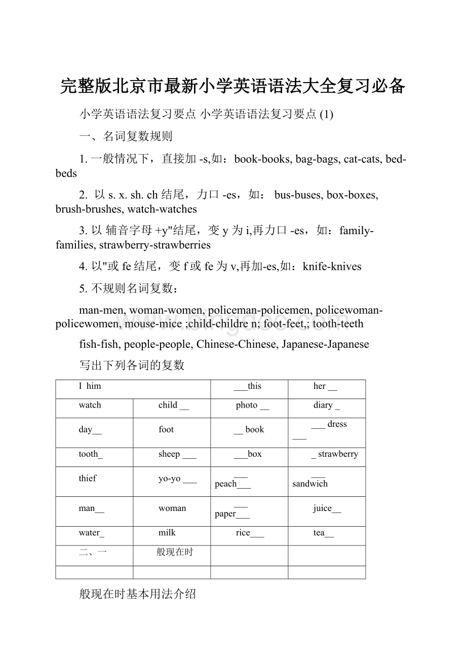 完整版北京市最新小学英语语法大全复习必备.docx_第1页