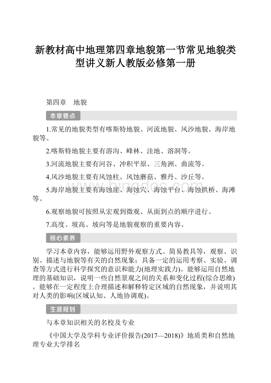 新教材高中地理第四章地貌第一节常见地貌类型讲义新人教版必修第一册.docx_第1页