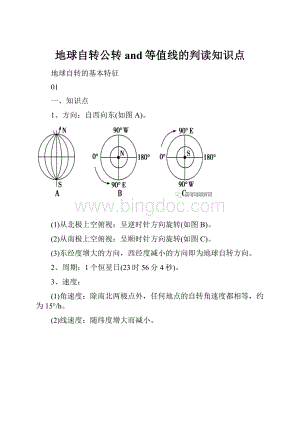 地球自转公转and等值线的判读知识点.docx