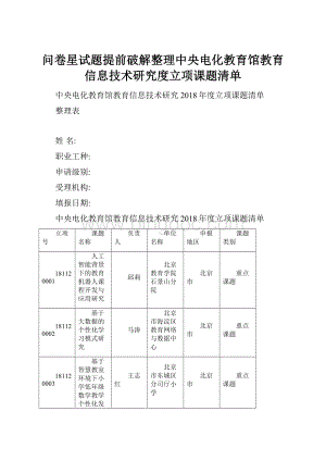 问卷星试题提前破解整理中央电化教育馆教育信息技术研究度立项课题清单.docx