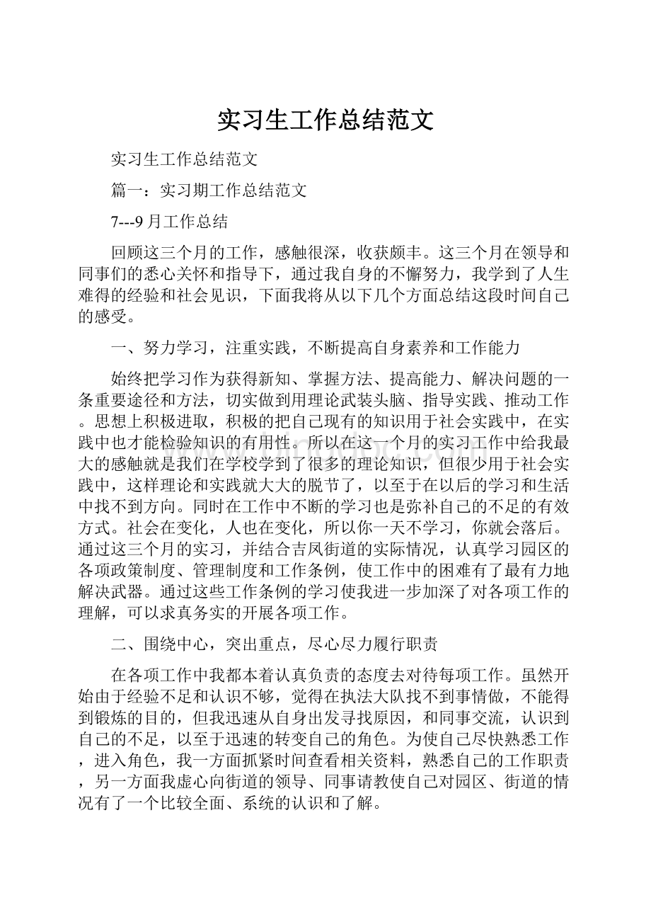 实习生工作总结范文.docx