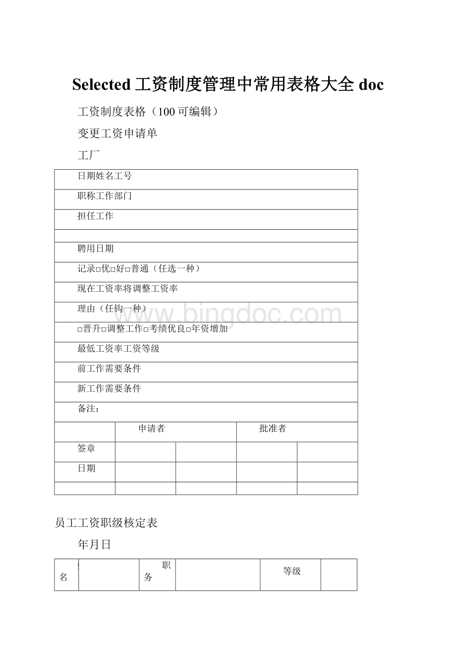 Selected工资制度管理中常用表格大全doc.docx