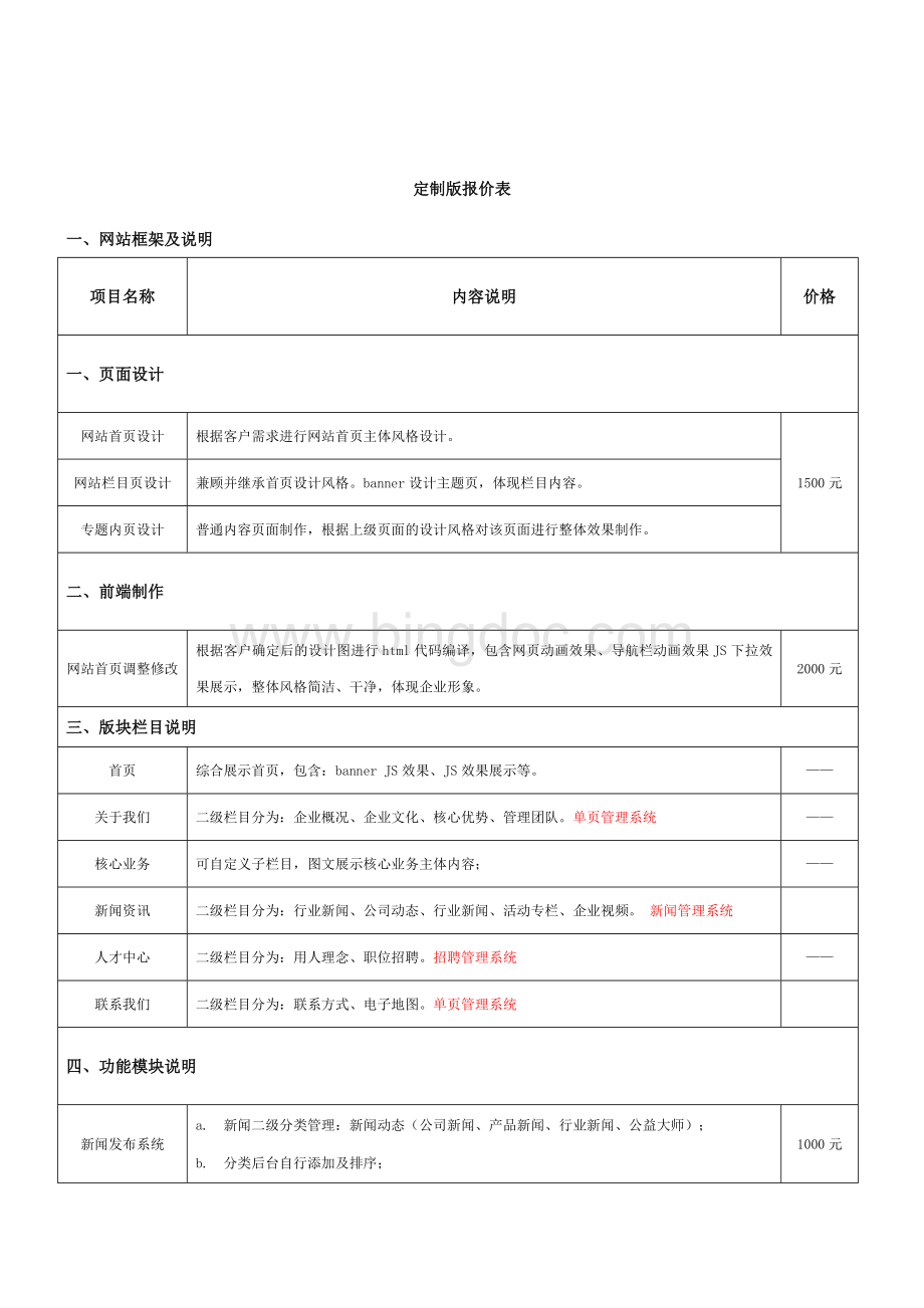 网站建设报价表.doc