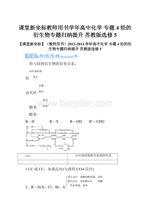 课堂新坐标教师用书学年高中化学 专题4 烃的衍生物专题归纳提升 苏教版选修5.docx