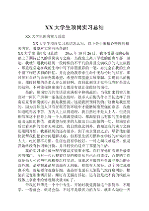 XX大学生顶岗实习总结.docx