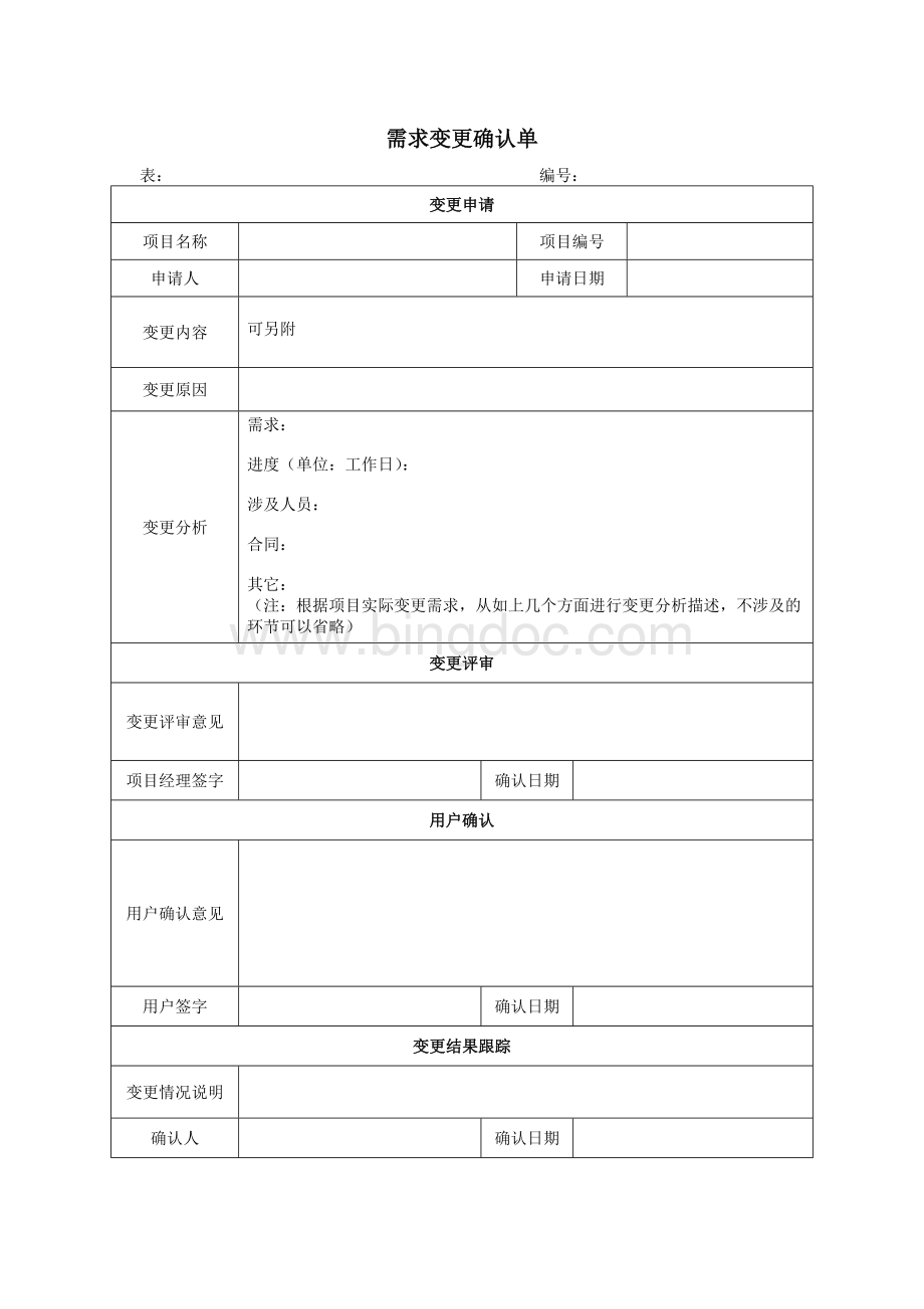 软件开发需求变更确认单.doc