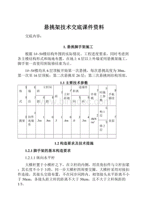 悬挑架技术交底课件资料.docx