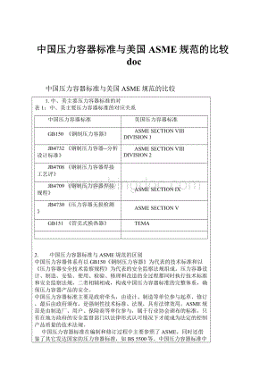 中国压力容器标准与美国ASME规范的比较doc.docx