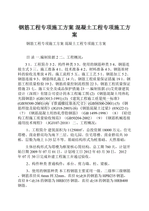 钢筋工程专项施工方案 混凝土工程专项施工方案.docx