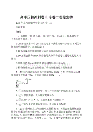 高考压轴冲刺卷 山东卷二理综生物.docx