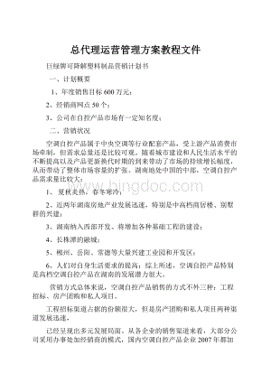 总代理运营管理方案教程文件.docx