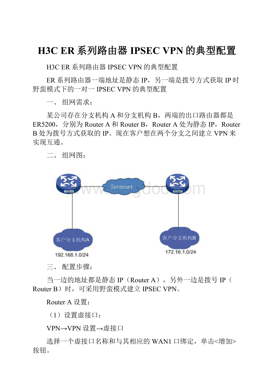 H3C ER系列路由器IPSEC VPN的典型配置.docx
