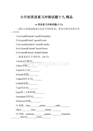小升初英语复习冲刺试题十九 精品.docx